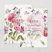 Watercolor Wildflowers Weddinge RSVP Card Kaartje (Voorkant / Achterkant)