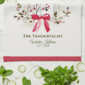 Watercolor Window & Berry Personalized Theedoek (Gevouwen)