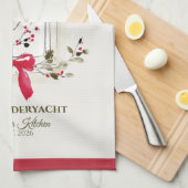 Watercolor Window & Berry Personalized Theedoek (Quarter Fold)