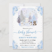Watercolor Winter Arctic Animals Baby Shower Kaart (Voorkant)
