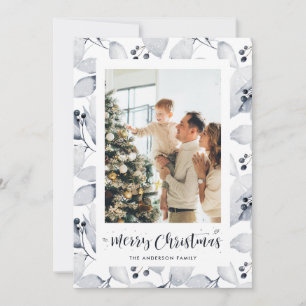 Watercolor Winter Berries Foliing Cartes de Noël