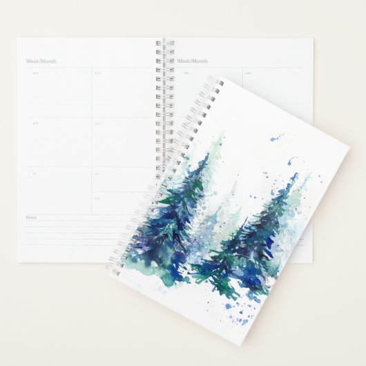 Watercolor winter forest Christmas tree (Devant avec enveloppe)