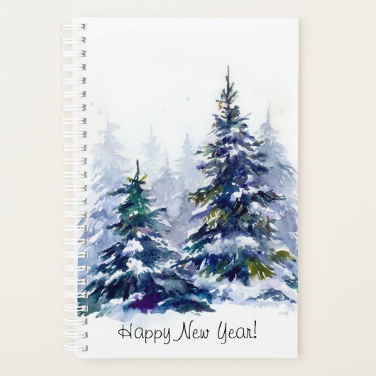 Watercolor winter forest Christmas tree (Devant)