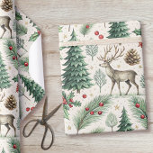 Watercolor Winter Forest Deer Christmas Cadeaupapier