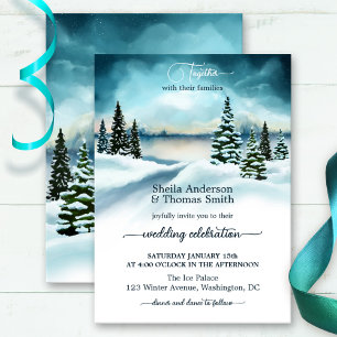 Watercolor Winter Wonderland Faire-part de mariage