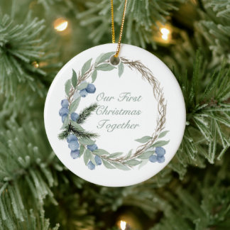 Watercolor Winterbessenkrans Keramisch Ornament