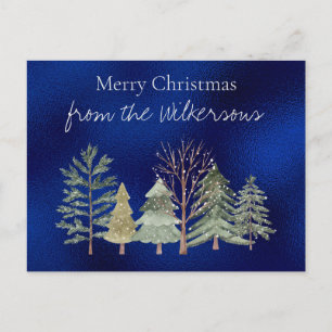 Watercolor Winterbos bij Nacht Eenvoudige Bomen Briefkaart