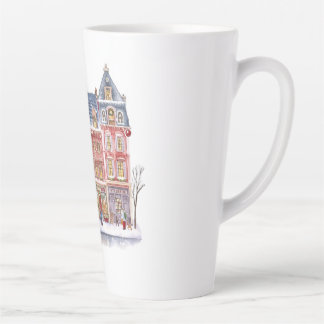 Watercolor Winterdorp Kerststad Latte Mok