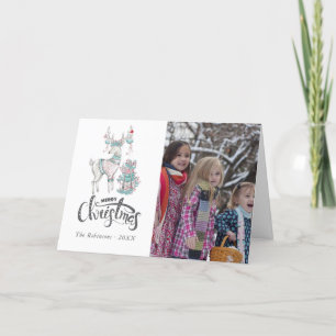 Watercolor winterhert herten kerst foto feestdagen kaart