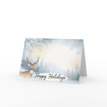 Watercolor Winterherten Kerstkaart