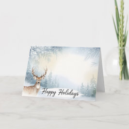 Watercolor Winterherten Kerstkaart Kaart