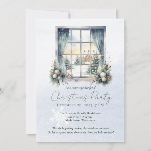 Watercolor Winterse Landschap Bos Dennenboom Kerst Kaart (Voorkant)