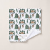 Watercolor Winterwonderland Rustieke Schuur Kerstm Bad Handdoek (Wasdoekje)