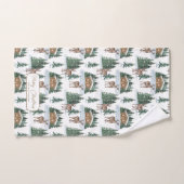 Watercolor Winterwonderland Rustieke Schuur Kerstm Bad Handdoek (Handdoek)