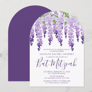 Watercolor Wisteria Bedrijfslogo Bat Mitzvah Kaart