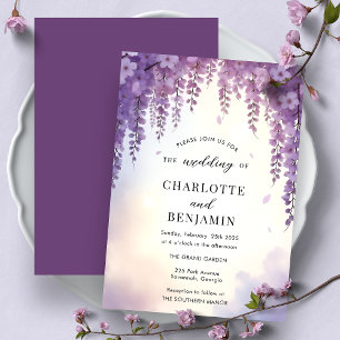 Watercolor Wisteria Bloemrijke Elegante Trouwdag Kaart