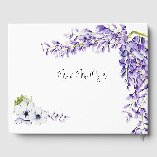 Watercolor Wisteria Blooms Livre d'hôtes (Verso)