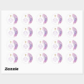 Watercolor Wisteria First Communion Round Sticker (Feuille)