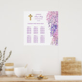 Watercolor Wisteria First Communion Seating Chart Poster (Keuken)