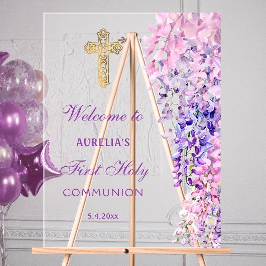 Watercolor Wisteria First Communion Welcome