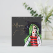 Watercolor Witch Adult Halloween Party Invitation (Debout devant)