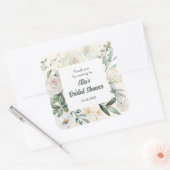 Watercolor Witte Bloem Paneel Bruidsdouche Vierkante Sticker (Envelop)
