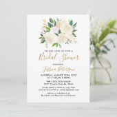 Watercolor Witte Bloemen BruidsShower Uitnodiginge Kaart (Staand voorkant)