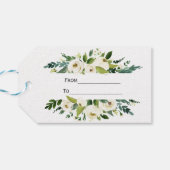 Watercolor Witte Bloemstuk Bruiloft Cadeaulabel (Achterkant Horizontaal)