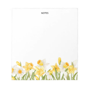 Watercolor Witte Narcis Bloemige Gepersonaliseerd Notitieblok