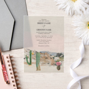 Watercolor Woestijn Cactus Boho Bruiloft Vellum Uitnodigingen