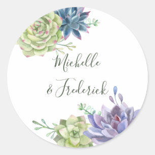Watercolor Woestijn Cactus Succulenten Bruiloft Ronde Sticker