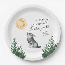 Watercolor Wolf Baby Shower  Papieren Bordje