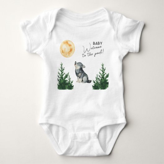 Watercolor Wolf Baby Shower  Romper (Voorkant)