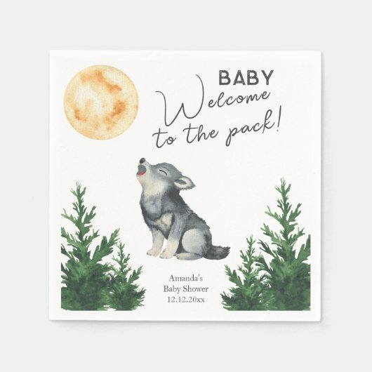 Watercolor Wolf Baby Shower  Servet (Voorkant)