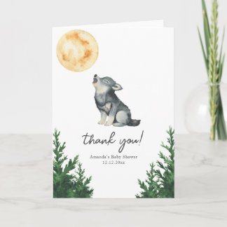 Watercolor Wolf Baby Shower Thank you Bedankkaart