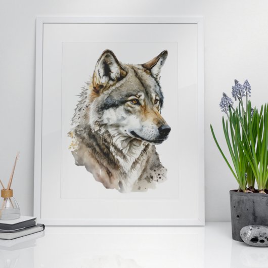 Watercolor wolf portret kunst poster