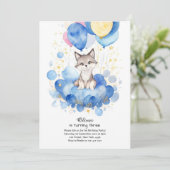 Watercolor Wolf Pup Invitation d'anniversaire (Debout devant)