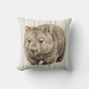 Watercolor Wombat Wildlife Art Kussen