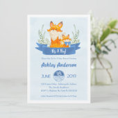 Watercolor Woodland Fox Boy Baby shower Invitation (Debout devant)