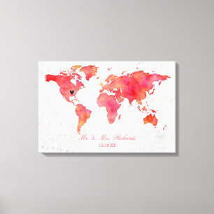 Watercolor World Map Mariage Autre livre d'or