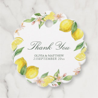 Watercolor Wreath Mediterranean Citrus Wedding Bedankjes Labels