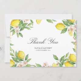 Watercolor Wreath Mediterranean Citrus Wedding Bedankkaart