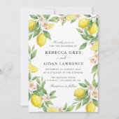 Watercolor Wreath Mediterranean Citrus Wedding Kaart (Voorkant)