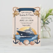 watercolor yacht invitations de mariage (Debout devant)