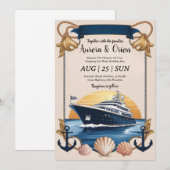 watercolor yacht invitations de mariage (Devant / Derrière)
