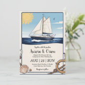 watercolor yacht invitations de mariage (Debout devant)