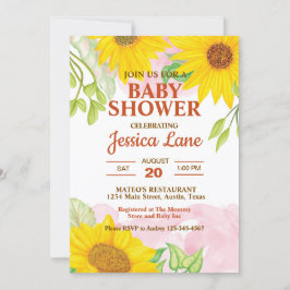 Watercolor Yellow and Brown Sunflower Baby Shower Kaart