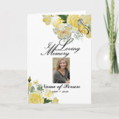 Watercolor Yellow Roses Programme funéraire papill (Devant)