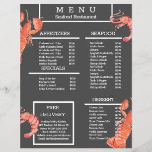 Watercolor Zeebanket Krab Grill Restaurant Menu Gr
