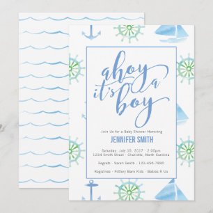 Watercolor Zeeman Baby Shower Jongen Kaart